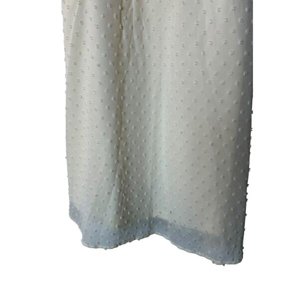 Lulus Dress Size Large Be a Dear Tie Front Mini in Cream Smocked Back Swiss Dot - Picture 3 of 14